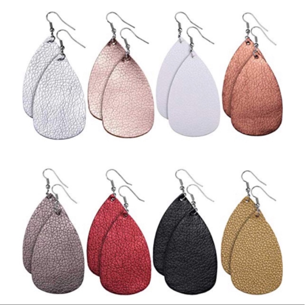 NWT Fashion Earrings - Teardrop leather dangle